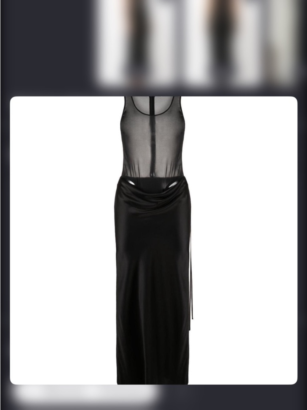 Christopher Esber Black Sheer Bodice Draped Skirt Maxi Dress